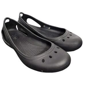 CROCS KADEE BLACK SLIP ON FLAT COMFORT SHOES BALLET WOMEN'S SIZE 8 WORK CASUAL